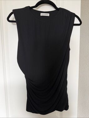 Rue Sophie Black Draped Sleeveless Top